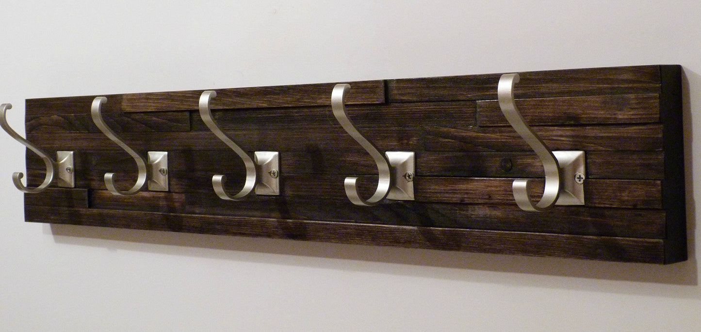 Modern and Rustic Entryway Coat Rack 30 Inches/5 hooks | Wall Coat Rack | Bathroom Towel Rack | Rustic Coat Rack