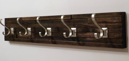 Modern and Rustic Entryway Coat Rack 30 Inches/5 hooks | Wall Coat Rack | Bathroom Towel Rack | Rustic Coat Rack