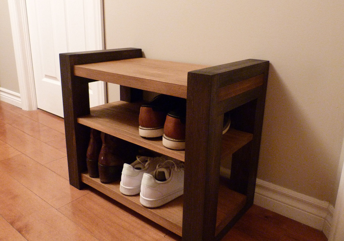 24 inches Rustic Entryway Bench | Modern Entryway Bench  Bench Storage | Shoe Organizer | Entryway Bench | Wooden Shoe Bench