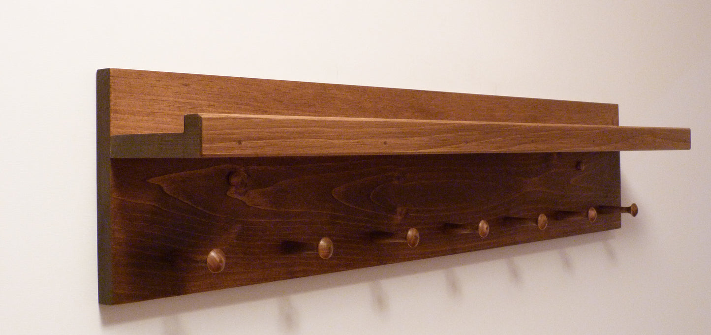 Coat Rack with Ledge and Pegs | Wall Coat Rack | Coat Rack with Shelf | Farmhouse Coat Rack | Shelf with Ledge