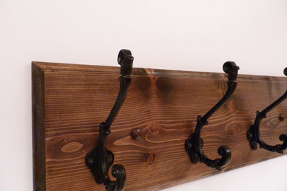 Entryway, Hallway or Mudroom Coat Rack 24 Inches/4 Rustic black hooks | Wall Coat Rack | Bathroom Towel Rack | Rustic Coat Rack