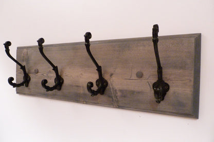 Entryway, Hallway or Mudroom Coat Rack 24 Inches/4 Rustic black hooks | Wall Coat Rack | Bathroom Towel Rack | Rustic Coat Rack