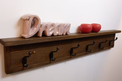 Entryway, Hallway or Mudroom Coat Rack | Wall Coat Rack | Coat Rack with Shelf | Farmhouse Coat Rack