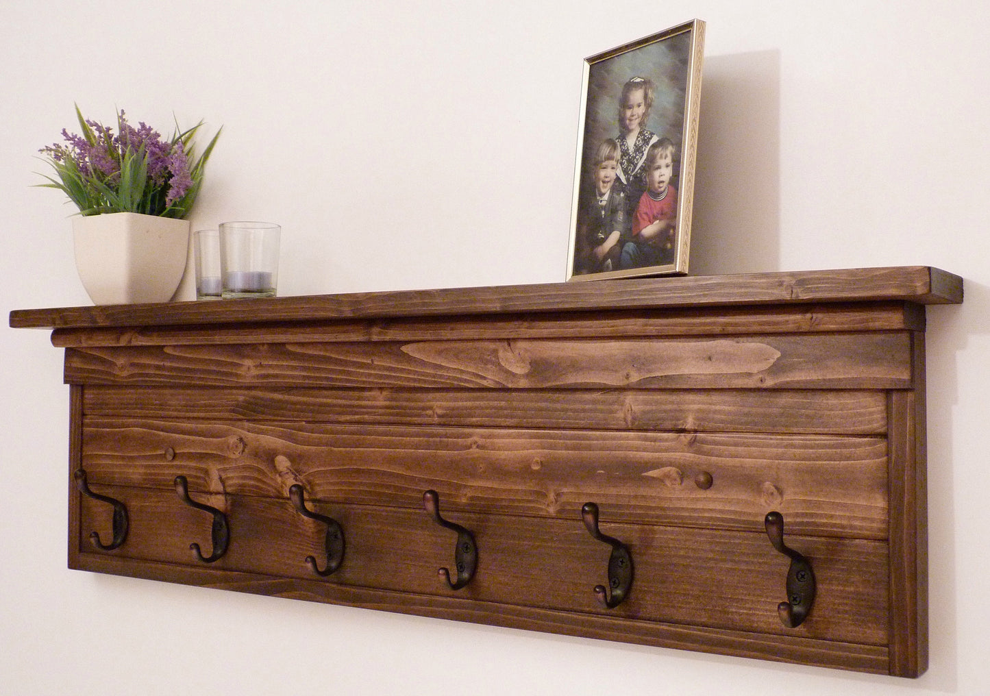 Entryway, Hallway or Mudroom Coat Rack Wall Coat Rack | Coat Rack with Shelf | Rustic Coat Rack | Farmhouse Coat Rack
