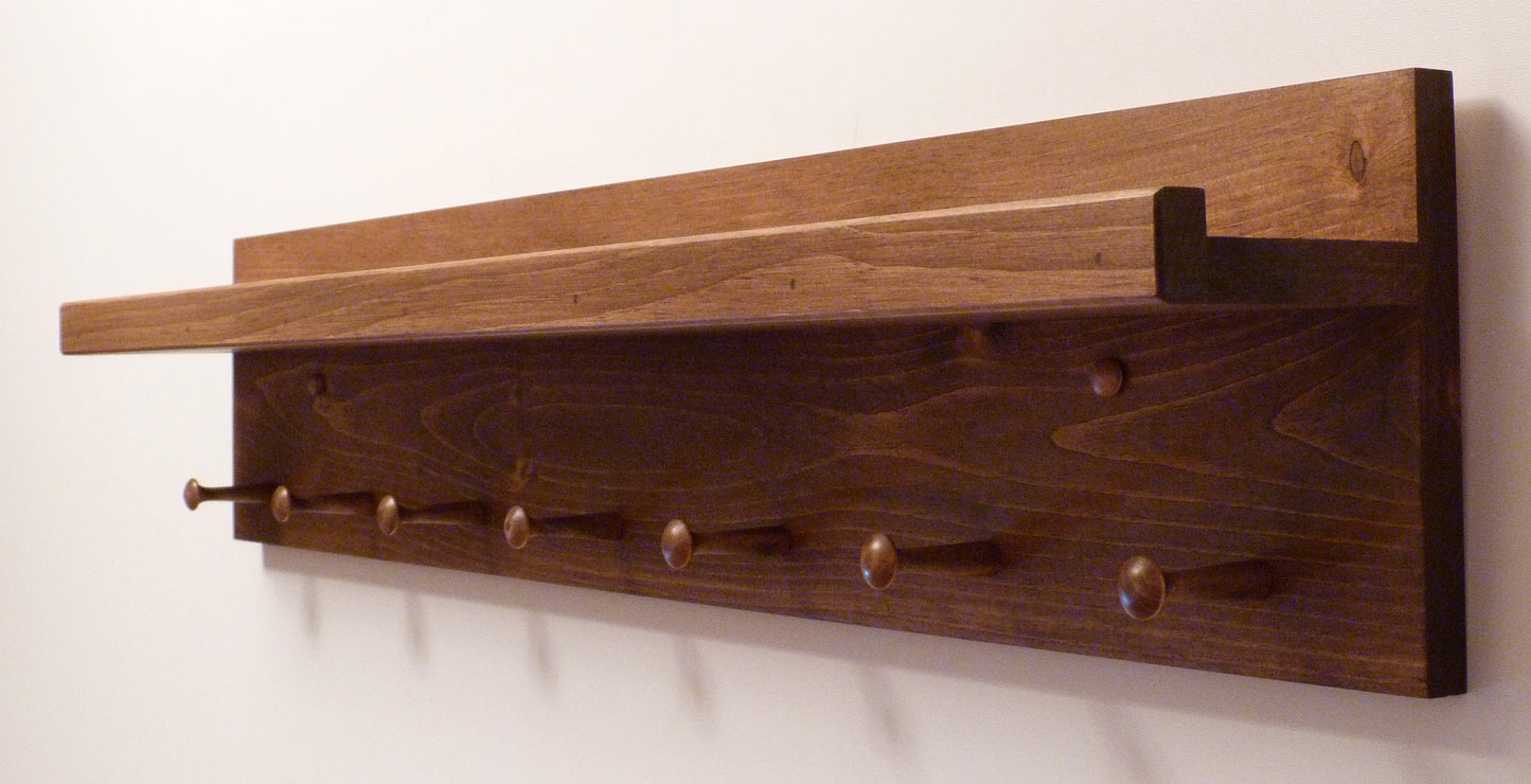 Coat Rack with Ledge and Pegs | Wall Coat Rack | Coat Rack with Shelf | Farmhouse Coat Rack | Shelf with Ledge