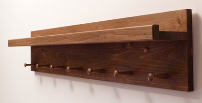 Coat Rack with Ledge and Pegs | Wall Coat Rack | Coat Rack with Shelf | Farmhouse Coat Rack | Shelf with Ledge