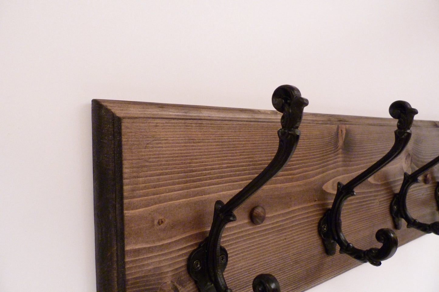 Entryway, Hallway or Mudroom Coat Rack 24 Inches/4 Rustic black hooks | Wall Coat Rack | Bathroom Towel Rack | Rustic Coat Rack