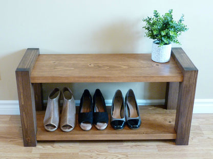 36 inches Rustic Entryway Bench | Modern Entryway Bench | Bench Storage | Shoe Organizer | Entryway Bench | Shoe Bench Wood