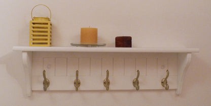 Modern Entryway Coat Rack | Bedroom Wall Shelf | Bathroom shelf | Towel Shelf-5 Matte Nickel Hooks | Coat Rack with Shelf