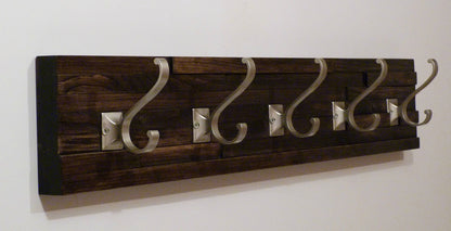 Modern and Rustic Entryway Coat Rack 30 Inches/5 hooks | Wall Coat Rack | Bathroom Towel Rack | Rustic Coat Rack
