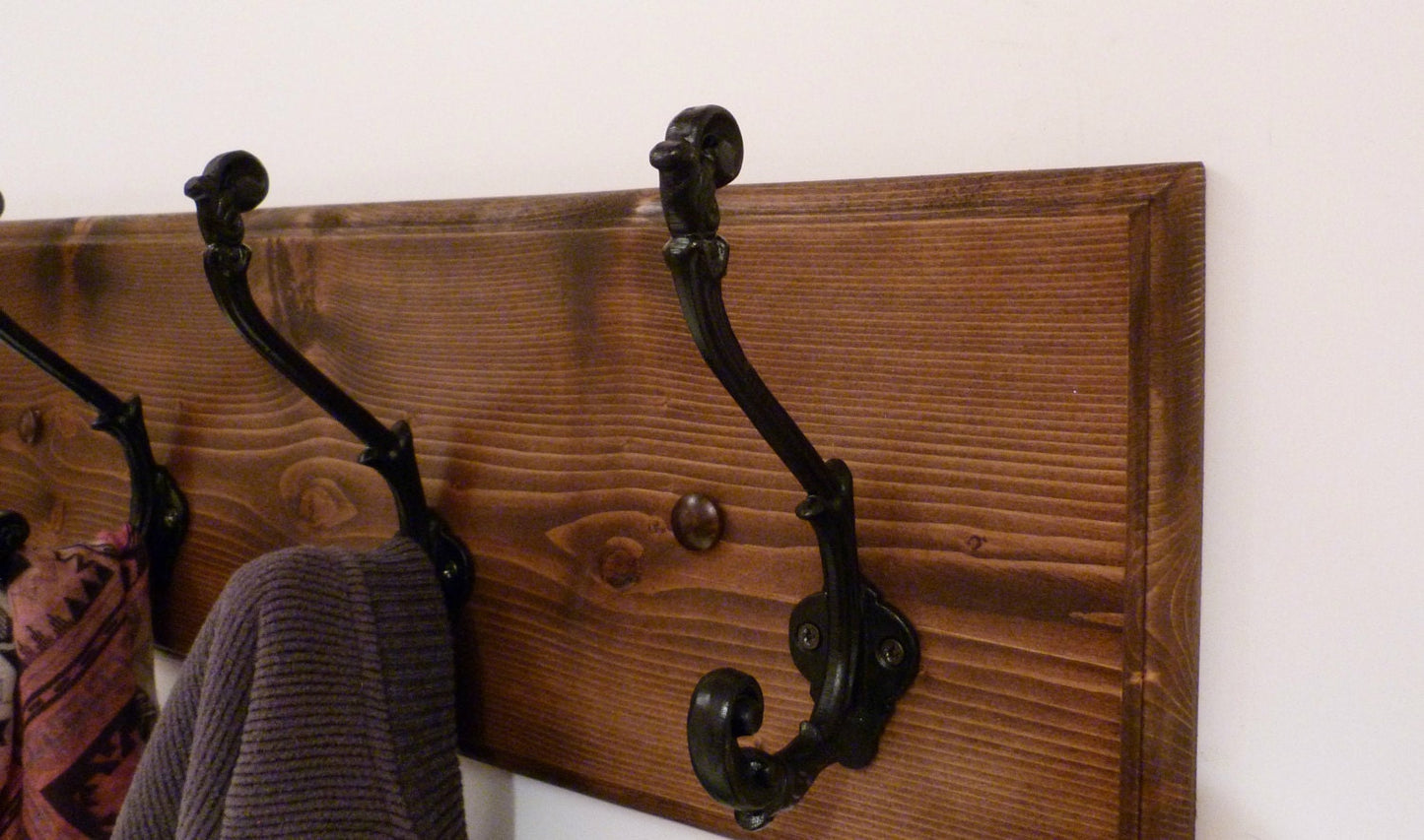 Entryway, Hallway or Mudroom Coat Rack 24 Inches/4 Rustic black hooks | Wall Coat Rack | Bathroom Towel Rack | Rustic Coat Rack