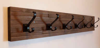 Modern and Rustic Entryway Coat Rack 36 Inches/6 hooks | Wall Coat Rack | Bathroom Towel Rack | Rustic Coat Rack