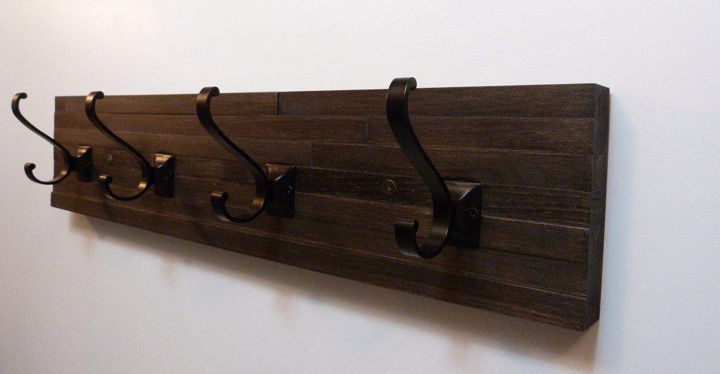 Modern and Rustic Entryway Coat Rack 24 Inches/4 hooks | Wall Coat Rack | Bathroom Towel Rack | Rustic Coat Rack