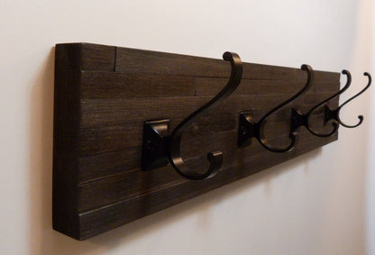 Modern and Rustic Entryway Coat Rack 24 Inches/4 hooks | Wall Coat Rack | Bathroom Towel Rack | Rustic Coat Rack