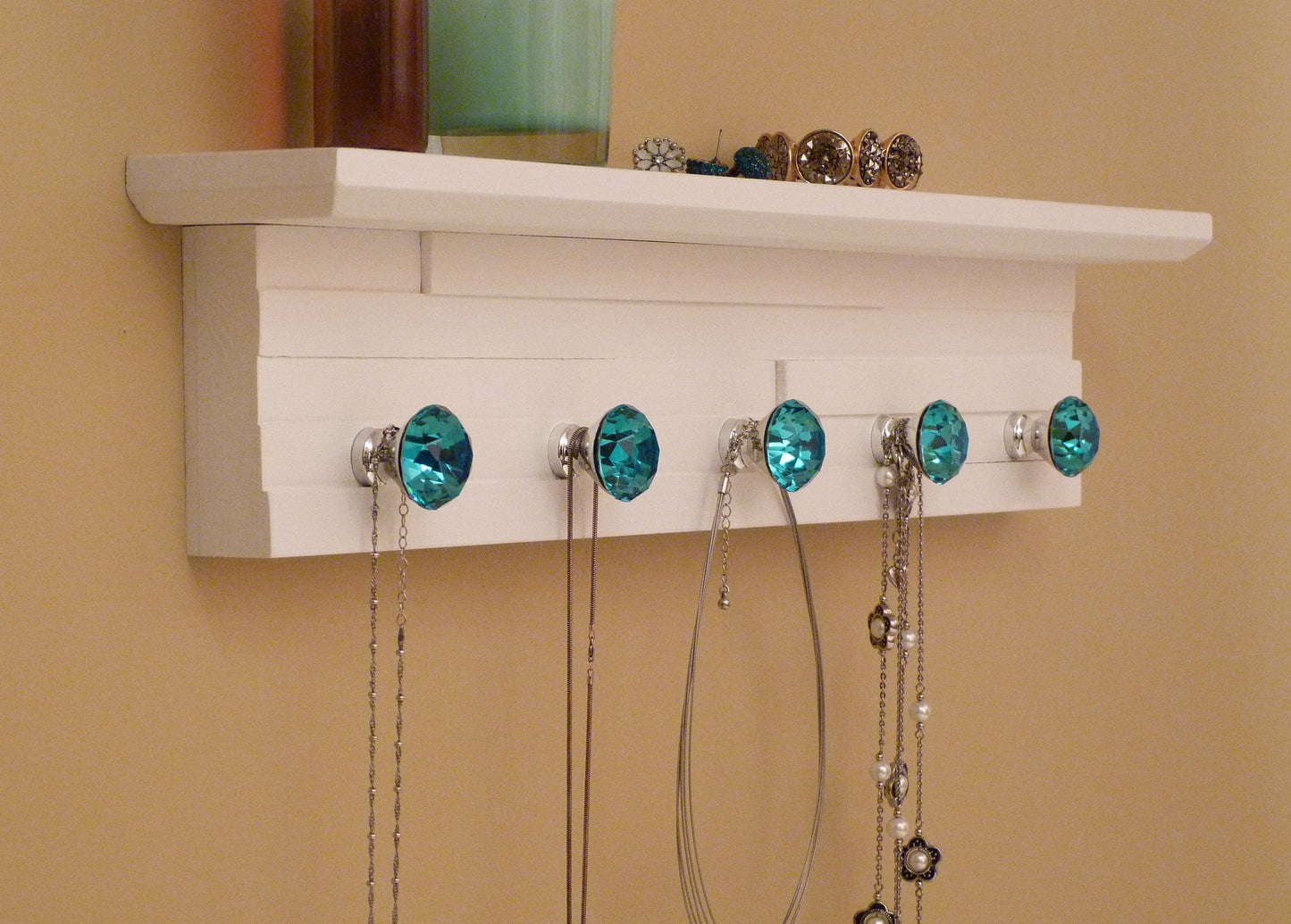 22 inches/5 knobs Jewelry Organizer With Shelf | Necklace Holder | Bracelet Holder