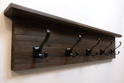 Modern and Rustic Entryway | Hallway or Mudroom Coat Rack 32 Inches/5 hooks | Wall Coat Rack | Bathroom Towel Rack