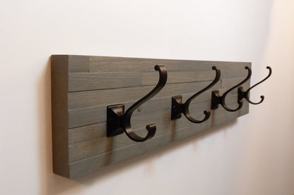 Modern and Rustic Entryway Coat Rack 24 Inches/4 hooks | Wall Coat Rack | Bathroom Towel Rack | Rustic Coat Rack