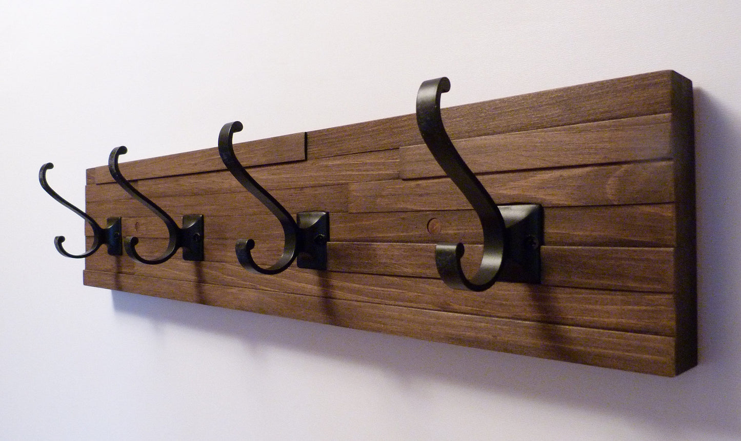 Modern and Rustic Entryway Coat Rack 24 Inches/4 hooks | Wall Coat Rack | Bathroom Towel Rack | Rustic Coat Rack