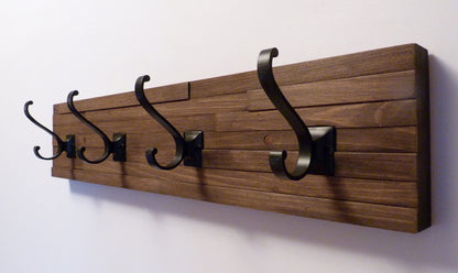 Modern and Rustic Entryway Coat Rack 24 Inches/4 hooks | Wall Coat Rack | Bathroom Towel Rack | Rustic Coat Rack