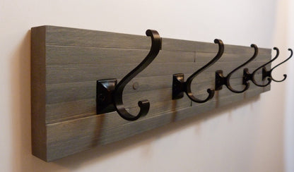 Modern and Rustic Entryway Coat Rack 30 Inches/5 hooks | Wall Coat Rack | Bathroom Towel Rack | Rustic Coat Rack