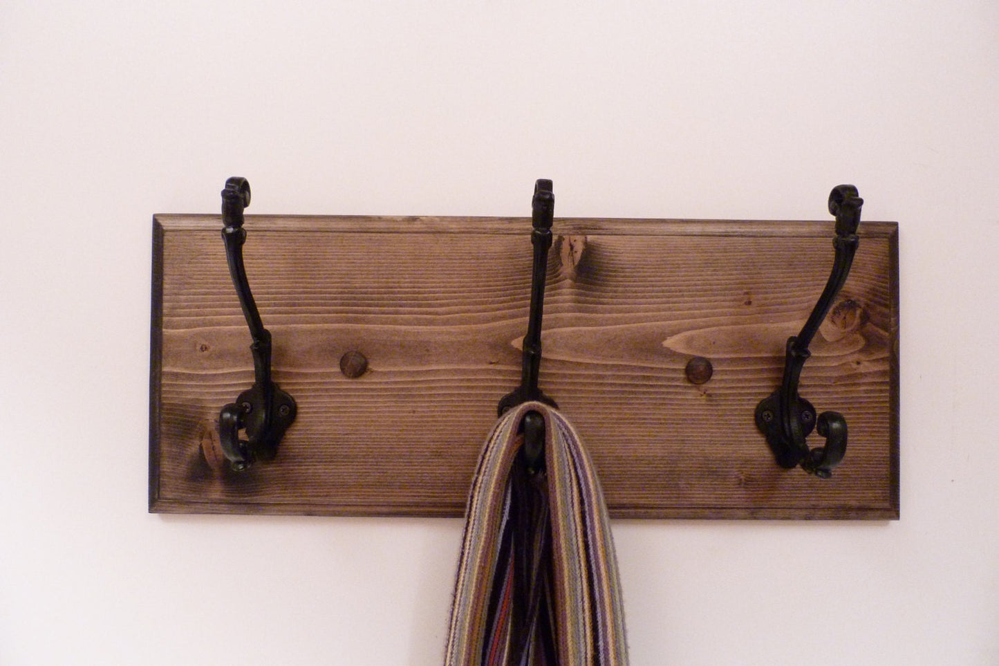 Entryway, Bathroom or Bedroom Rack 18 Inches/3 Rustic black hooks | Wall Coat Rack | Bathroom Towel Rack | Rustic Coat Rack