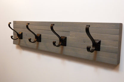Modern and Rustic Entryway Coat Rack 24 Inches/4 hooks | Wall Coat Rack | Bathroom Towel Rack | Rustic Coat Rack