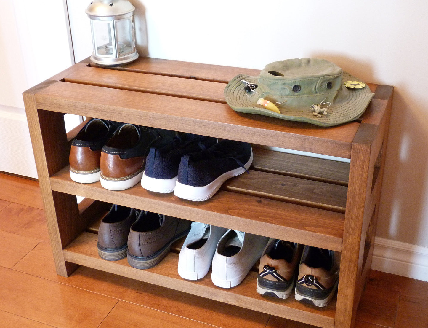 30 inches Rustic Shoe Rack 3 levels | Shoe Storage | Shoe Organizer | Shoe Cabinet | Wooden Shoe Rack