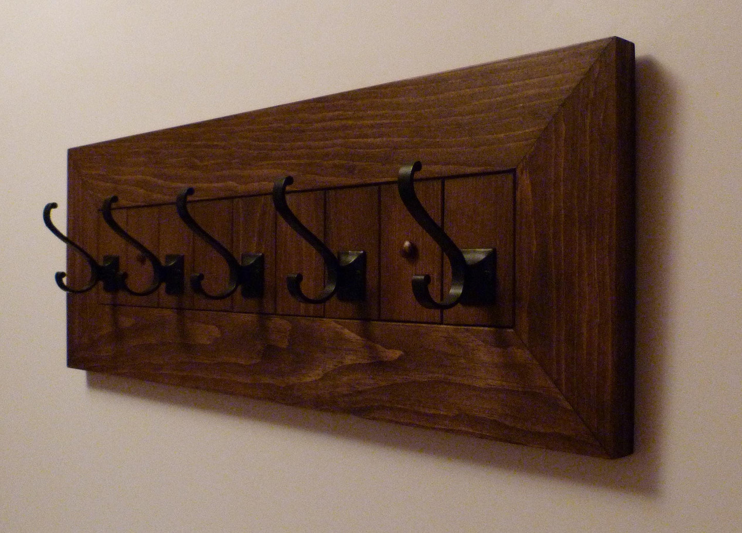 Entryway, Hallway or Mudroom Coat Rack with Black Hooks | Wall Coat Rack | Rustic Coat Rack