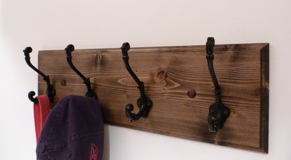 Entryway, Hallway or Mudroom Coat Rack 24 Inches/4 Rustic black hooks | Wall Coat Rack | Bathroom Towel Rack | Rustic Coat Rack