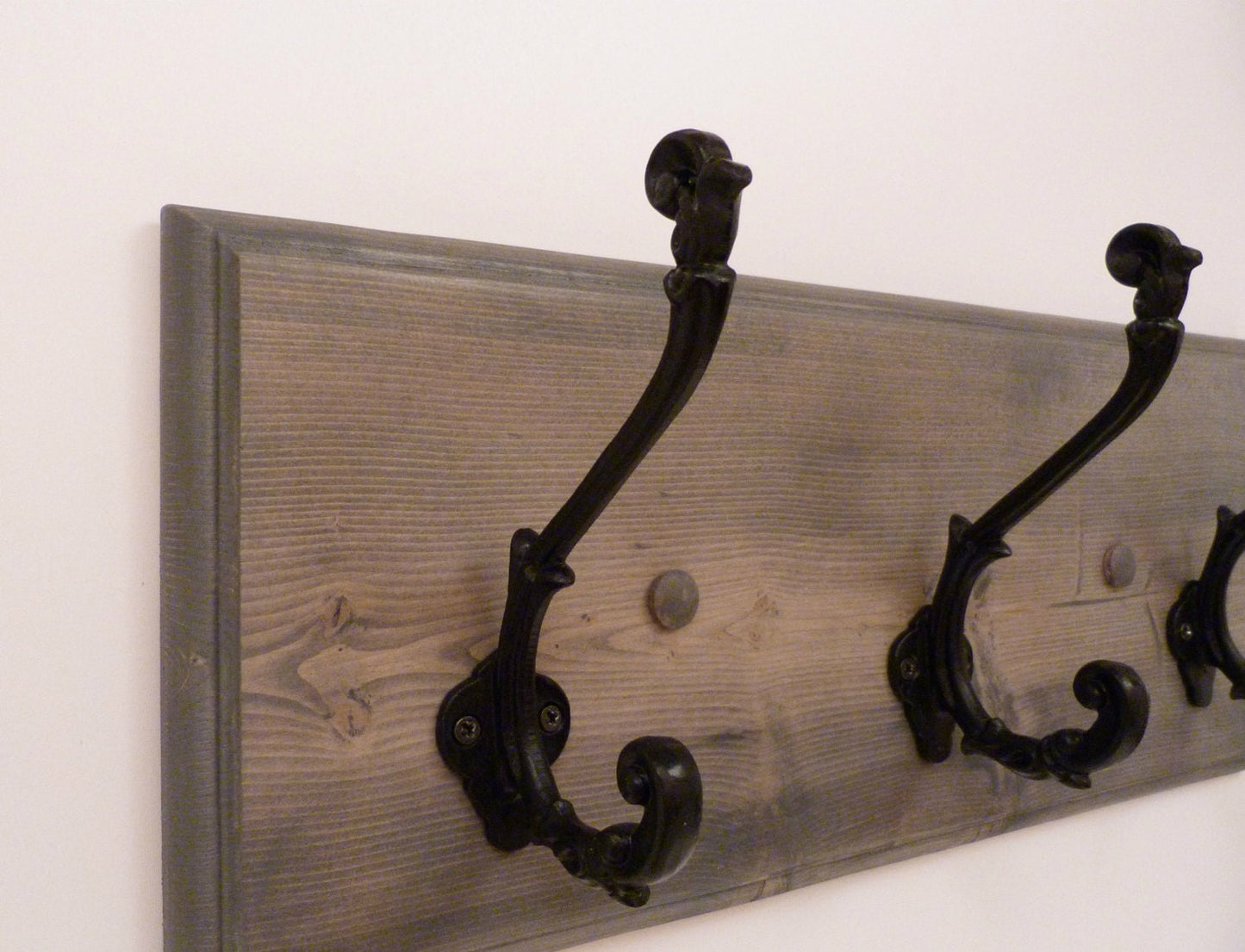 Entryway, Hallway, Mudroom, Bathroom or Bedroom Rack 18 Inches/3 Rustic black hooks | Wall Coat Rack, Bathroom Towel Rack | Rustic Coat Rack