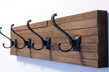 Modern and Rustic Entryway Coat Rack 24 Inches/4 hooks | Wall Coat Rack | Bathroom Towel Rack | Rustic Coat Rack