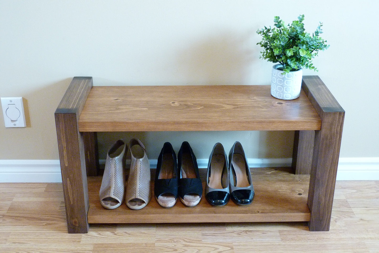 36 inches Rustic Entryway Bench | Modern Entryway Bench | Bench Storage | Shoe Organizer | Entryway Bench | Shoe Bench Wood