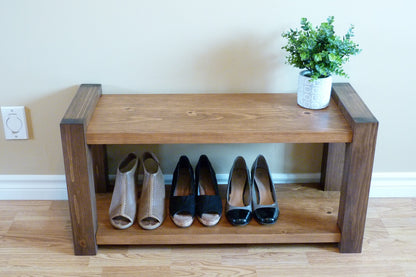 36 inches Rustic Entryway Bench | Modern Entryway Bench | Bench Storage | Shoe Organizer | Entryway Bench | Shoe Bench Wood