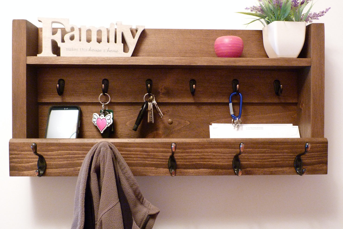 Entryway Organizer | Coat Rack with Shelf | Wall Coat Rack | Rustic Coat Rack | Entryway coat Rack