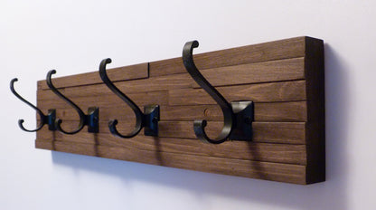 Modern and Rustic Entryway Coat Rack 24 Inches/4 hooks | Wall Coat Rack | Bathroom Towel Rack | Rustic Coat Rack
