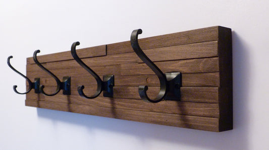 Modern and Rustic Entryway Coat Rack 24 Inches/4 hooks | Wall Coat Rack | Bathroom Towel Rack | Rustic Coat Rack