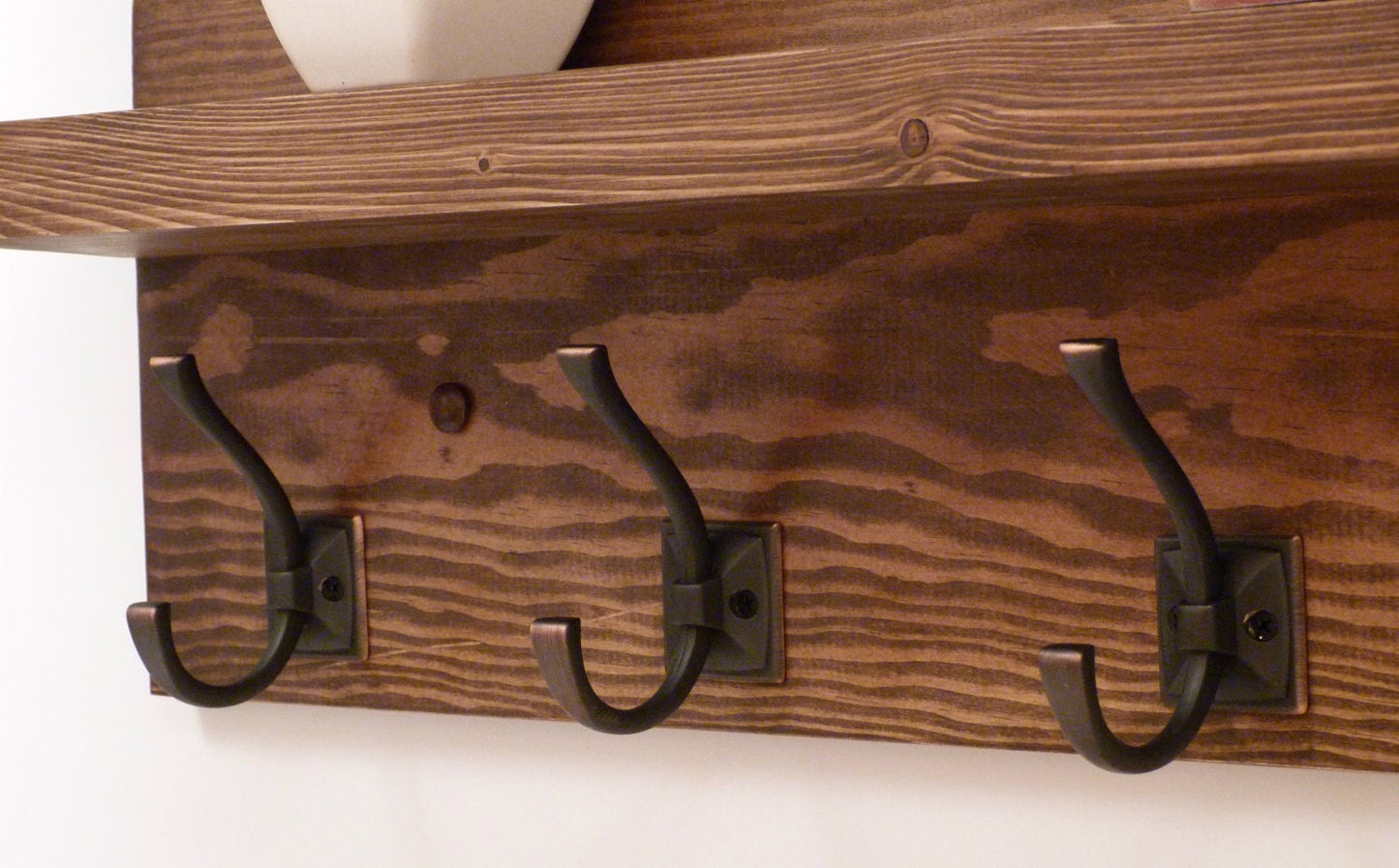 Entryway, Hallway or Mudroom Coat Rack with Antique oil-Rubbed Bronze Hooks | Wall Coat Rack | Coat Rack with Shelf | Rustic Coat Rack