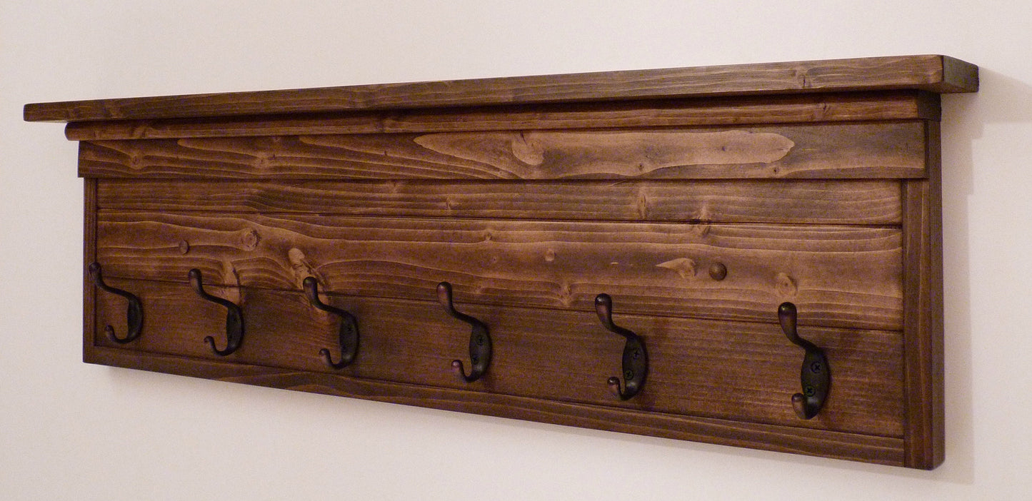 Entryway, Hallway or Mudroom Coat Rack Wall Coat Rack | Coat Rack with Shelf | Rustic Coat Rack | Farmhouse Coat Rack