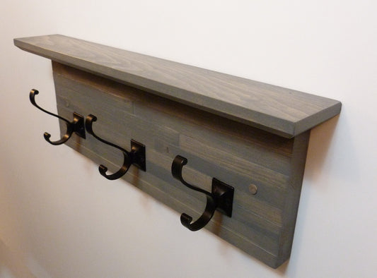 Modern and Rustic Entryway | Hallway or Mudroom Coat Rack 20 Inches/3 hooks | Wall Coat Rack | Bathroom Towel Rack