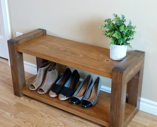 36 inches Rustic Entryway Bench | Modern Entryway Bench | Bench Storage | Shoe Organizer | Entryway Bench | Shoe Bench Wood