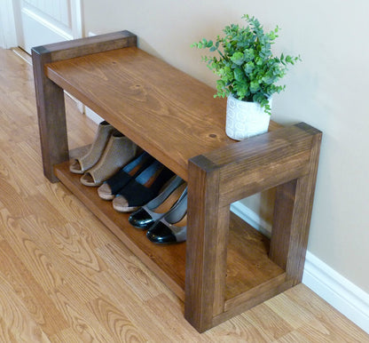 36 inches Rustic Entryway Bench | Modern Entryway Bench | Bench Storage | Shoe Organizer | Entryway Bench | Shoe Bench Wood