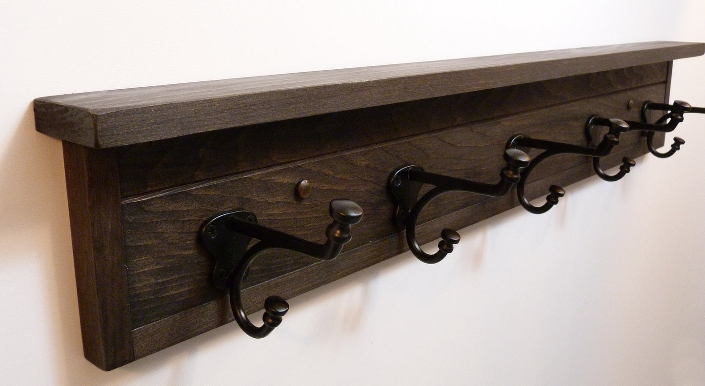 Entryway, Hallway or Mudroom Coat Rack | Wall Coat Rack | Coat Rack with Shelf | Farmhouse Coat Rack