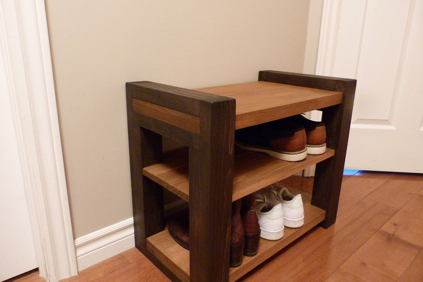 24 inches Rustic Entryway Bench | Modern Entryway Bench  Bench Storage | Shoe Organizer | Entryway Bench | Wooden Shoe Bench