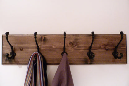 Entryway, Hallway or Mudroom Coat Rack 30 Inches/5 Rustic black hooks | Wall Coat Rack | Bathroom Towel Rack | Rustic Coat Rack