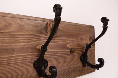 Entryway, Bathroom or Bedroom Rack 18 Inches/3 Rustic black hooks | Wall Coat Rack | Bathroom Towel Rack | Rustic Coat Rack