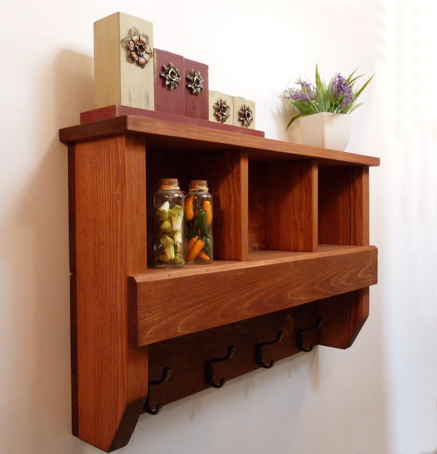 Entryway Coat Rack with Cubbies | Coat Rack with Shelf | Coat Rack with Storage | Wall Coat Rack | Rustic Coat Rack | Entryway Organizer