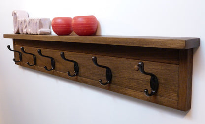 Entryway, Hallway or Mudroom Coat Rack | Wall Coat Rack | Coat Rack with Shelf | Farmhouse Coat Rack