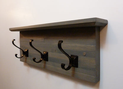 Modern and Rustic Entryway | Hallway or Mudroom Coat Rack 20 Inches/3 hooks | Wall Coat Rack | Bathroom Towel Rack
