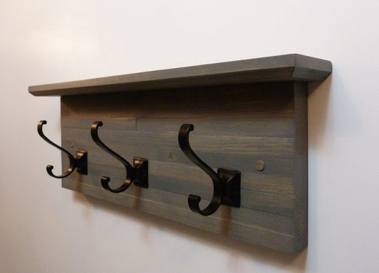 Modern and Rustic Entryway | Hallway or Mudroom Coat Rack 20 Inches/3 hooks | Wall Coat Rack | Bathroom Towel Rack