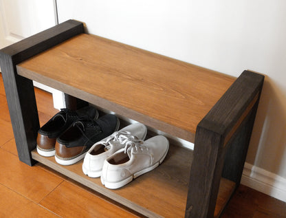 30 inches Rustic Entryway Bench | Modern Entryway Bench | Bench Storage | Shoe Organizer | Entryway Bench | Shoe Bench Wood